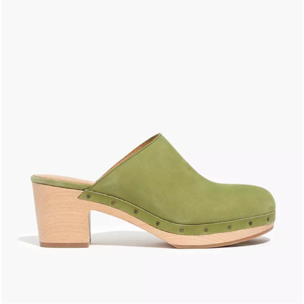 Madewell Ayanna Clogs Cactus Green Studded Leather